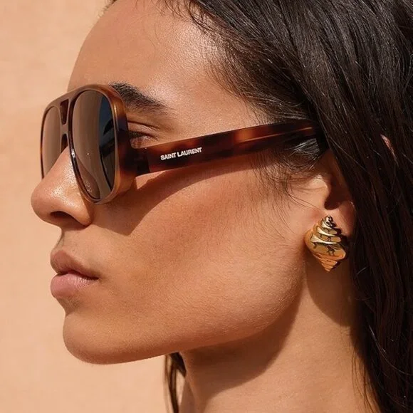 Saint Laurent Men Sunglasses Havana Black Square SL652/F SOLACE 002 BRAND NEW - Picture 10 of 13